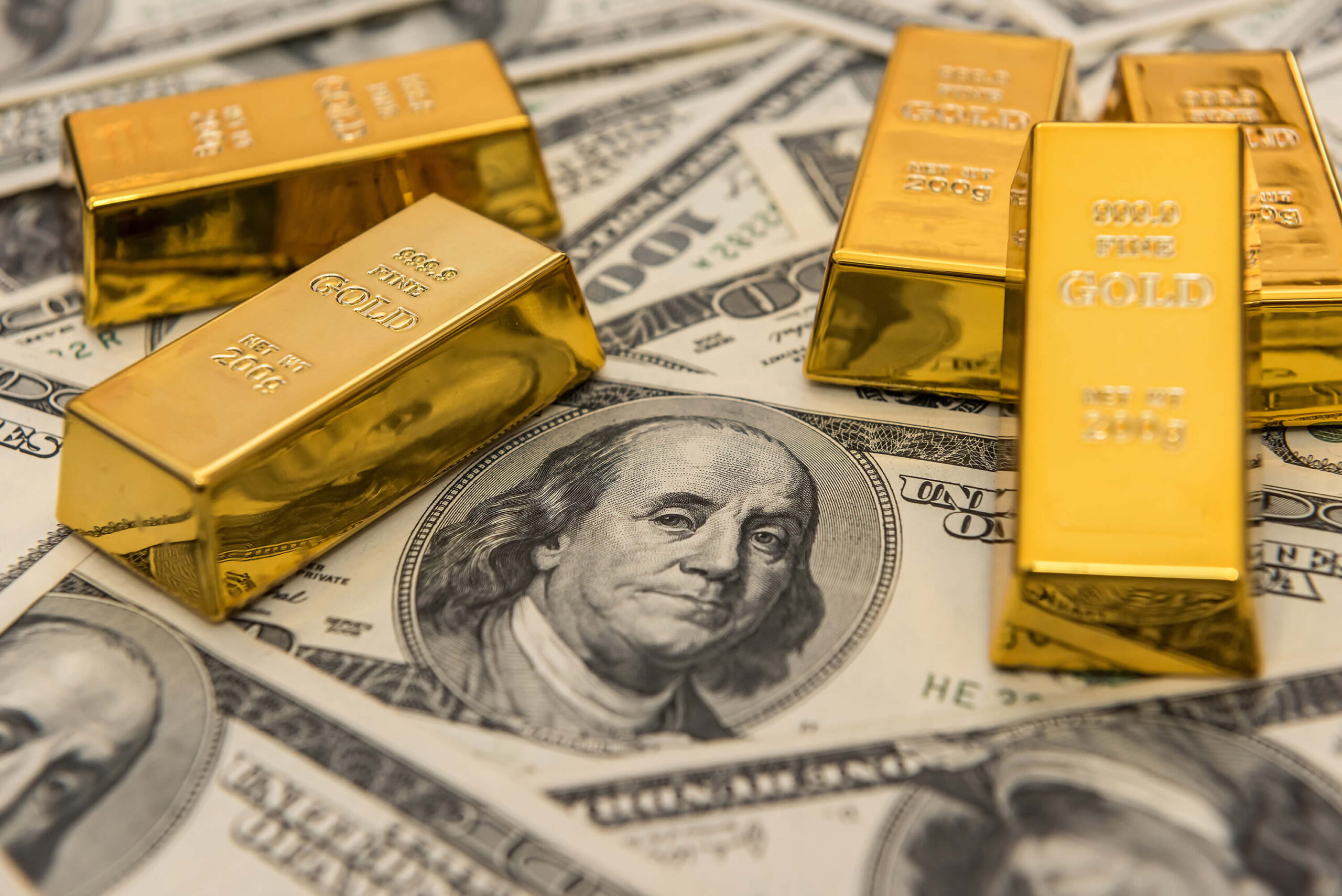 metal, finance, investment, dollar, currency, wealth, gold, bullion, business, savings, rich, banking, market, background, financial, money, bar, banknote, bank, gold bar, usd, exchange, 100, reserve, golden, economy, asset, success, safe, concept, cash, precious, ingot, note, value, luxury, stack, price, benjamin franklin, bill, inflation, standard, white, pure, treasure, fortune, trade, america, peg, demand