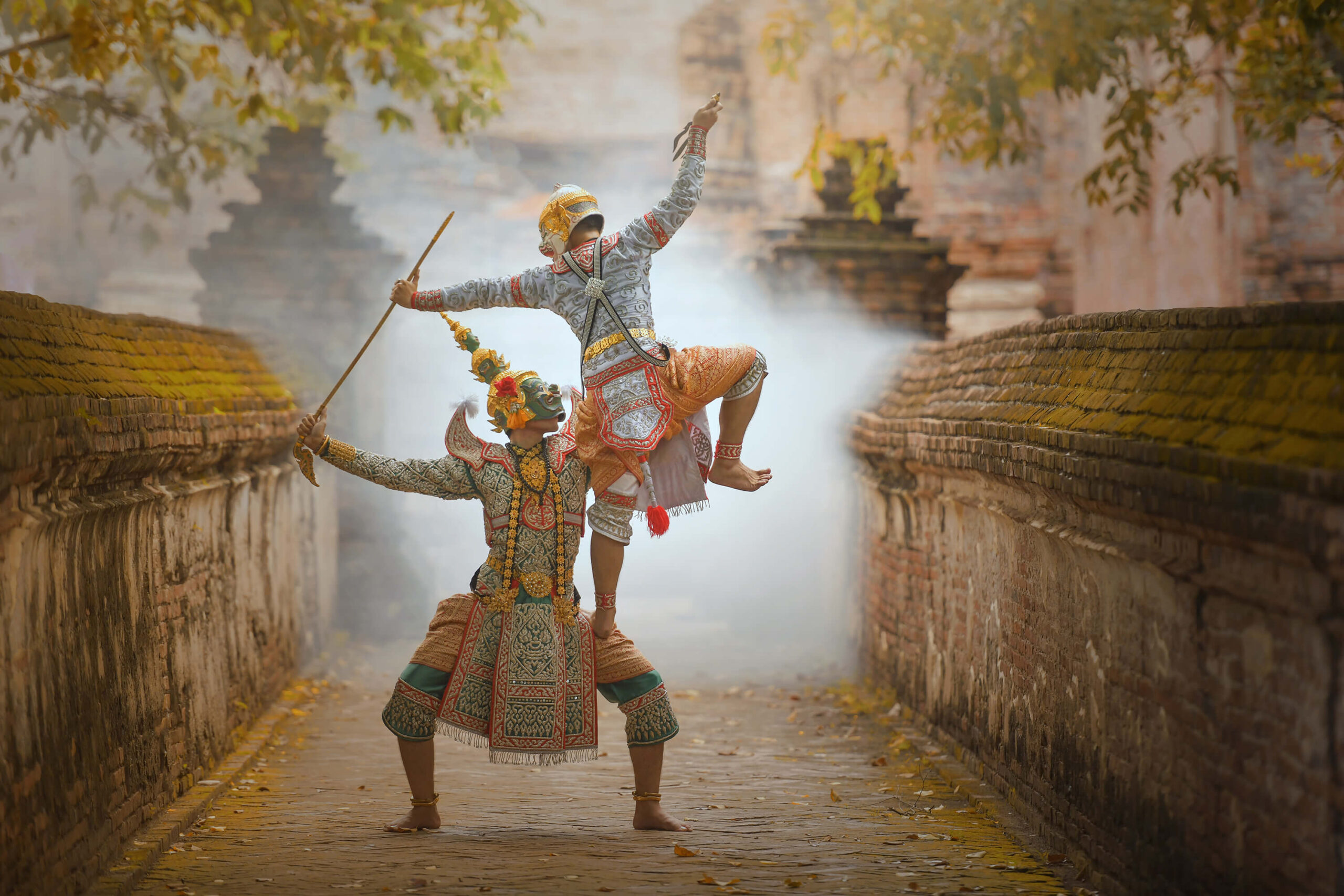 Thailand Dancing in masked khon in literature ramayana